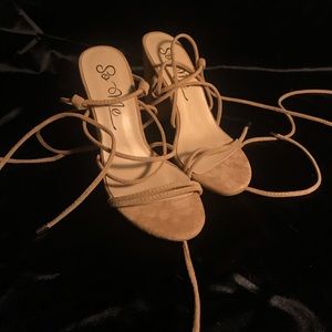 Nude lace up heels